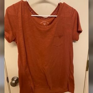 Rusty Orange Basic T-Shirt with Pocket